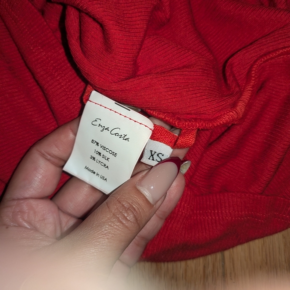 17. NWOT ENZA COSTA ONE SHOULDER CUTOUT RIBBED JERSEY MIDI DESS - Picture 7 of 7